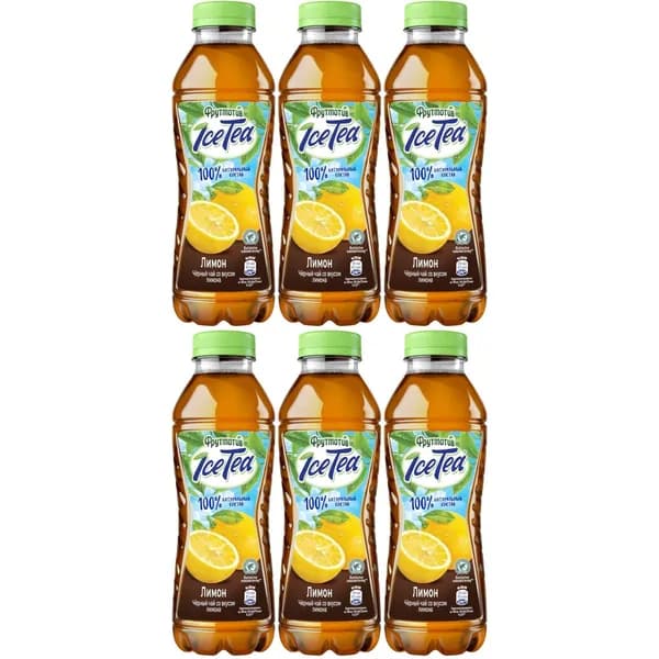 Холодный чай Фрутмотив IceTea черный лимон 500 мл, набор: 6 штук
