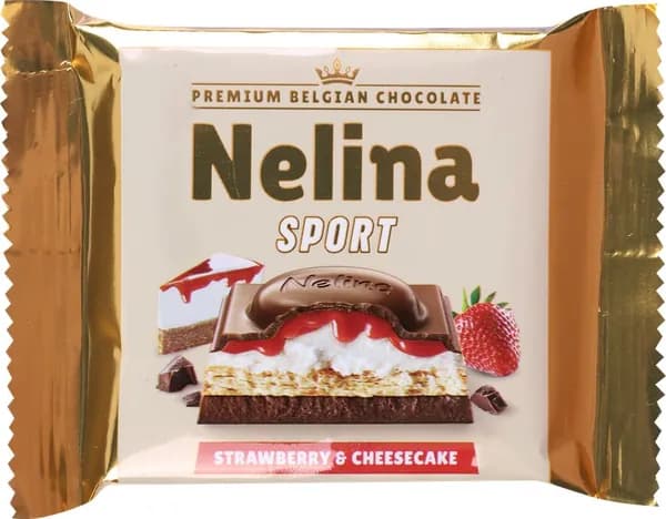 Шоколад молочный NELINA Sport со вкусом чизкейка, клубничной начинкой и бисквитом (Сербия) 55г