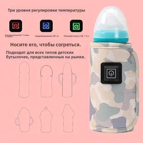 Портативный подогреватель для бутылочек Серый камуфляж
