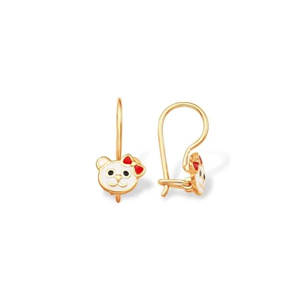 Серьги Мишка детские из красного золота 375 пробы 585GOLD