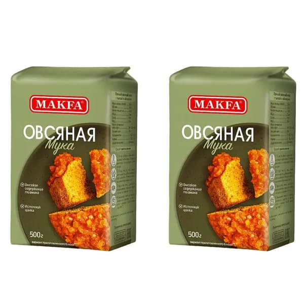 Овсяная мука Makfa, 2 шт по 500 г