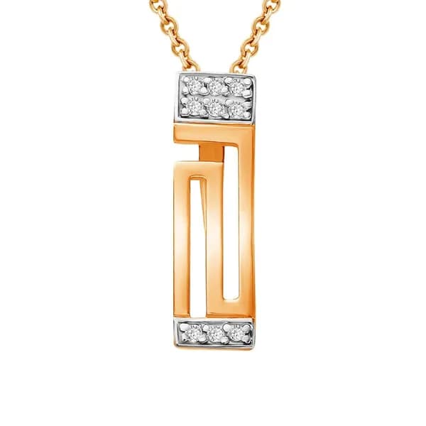 Подвеска на шею с фианитами из красного золота 375 пробы 585GOLD