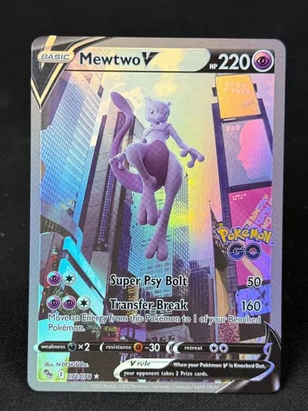 Портативные карты PKM S Настройка и прокси высококачественной фольги Mewtwo V Pokmon GO#72