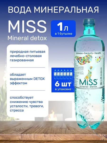 Вода минеральная Miss Mineral Detox 1л, 6шт