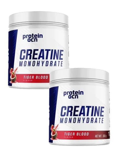 Protein Ocean Creatine Monohydrate, Креатин моногидрат со вкусом Кровь тигра, микронизированный, 600 г, набор из 2 упаковок
