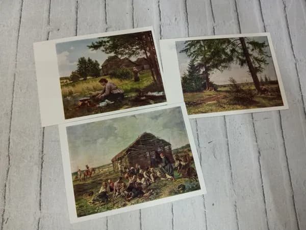 Канцелярия антикварная/винтажная Набор из 3 открыток Летний день