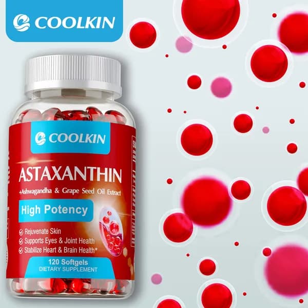 Капсулы COOLKIN с астаксантином - Астаксантин, масло виноградных косточек - Антиоксидант для омоложения кожи, поддерживает здоровье глаз