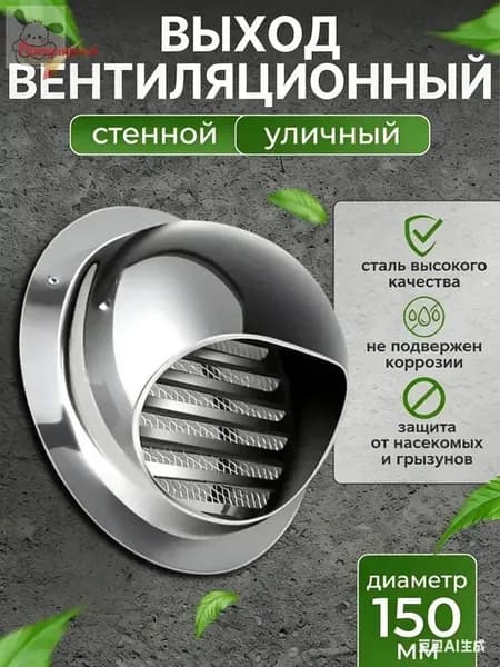 вентиляционный колпак с сеткой и фланцем ф150мм1