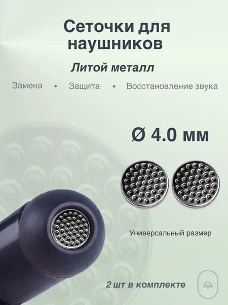Сеточки для наушников 4 мм, литой металл, 2 шт / круглые защитные сетки для динамика