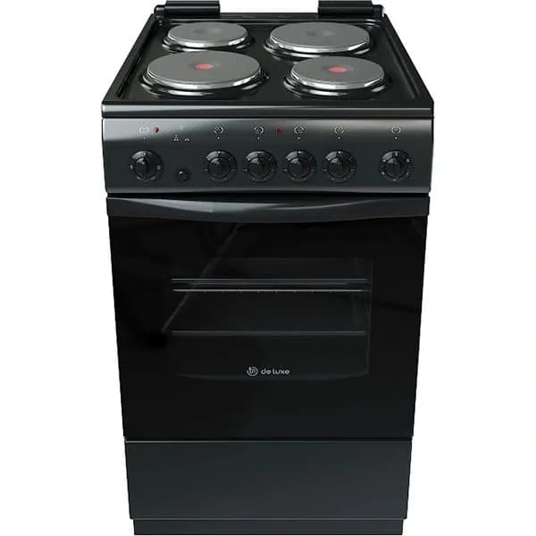 Плита электрическая de luxe 506004.03Э КР-001, 50 см, 4 конфорки, 54 л, эмалированная сталь, черный
