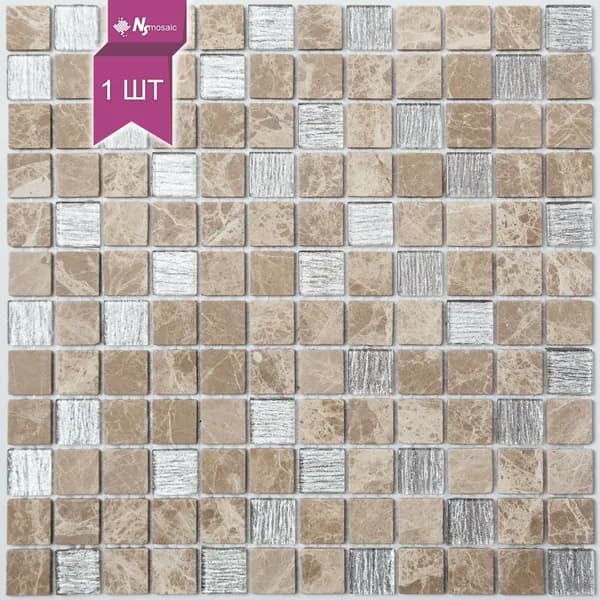 Мозаика из мрамора NSmosaic K-754, матовая, 298х298 мм, чип 23x23 мм, упаковка 1 шт