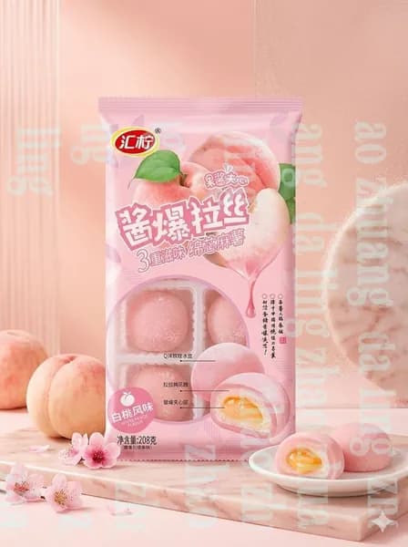 Десерт рисовое моти (mochi, мочи) со вкусом персика 208 гshuxia