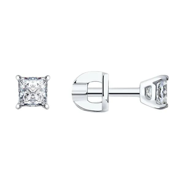Серьги из белого золота DIAMANT-ONLINE с бриллиантом выращенным 585 пробы