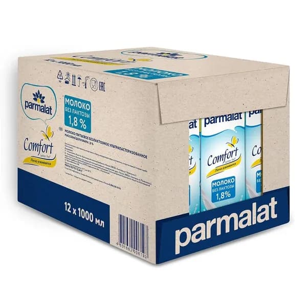 Parmalat Молоко Ультрапастеризованное 1.8% 1000мл. 12шт.
