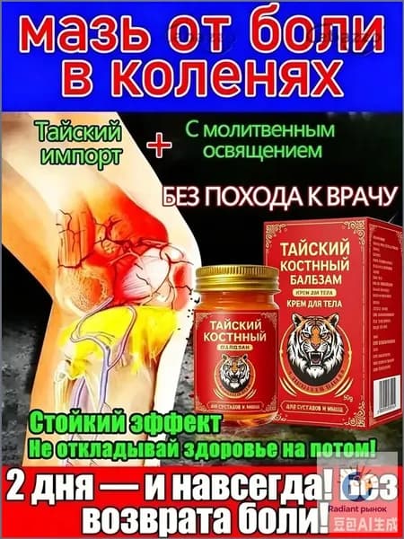 Крем от боли в суставах и мышцах Тайский Тигр, тайский разогревающий бальзам для тела, при артрозе, остеохондрозе и артрите, 50 г
