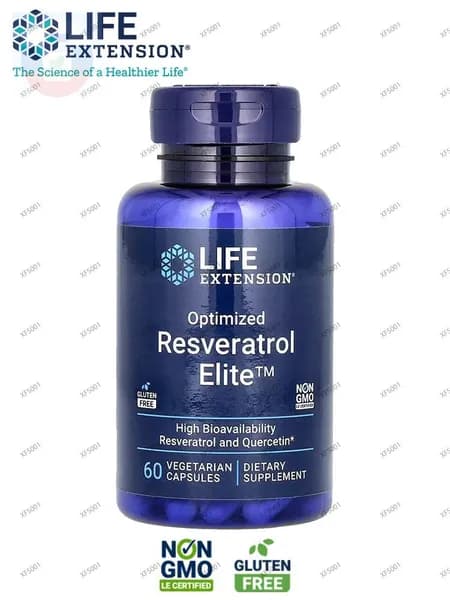 Life Extension, Resveratrol, веганские капсулы с ресвератролом, флакон 60 штук
