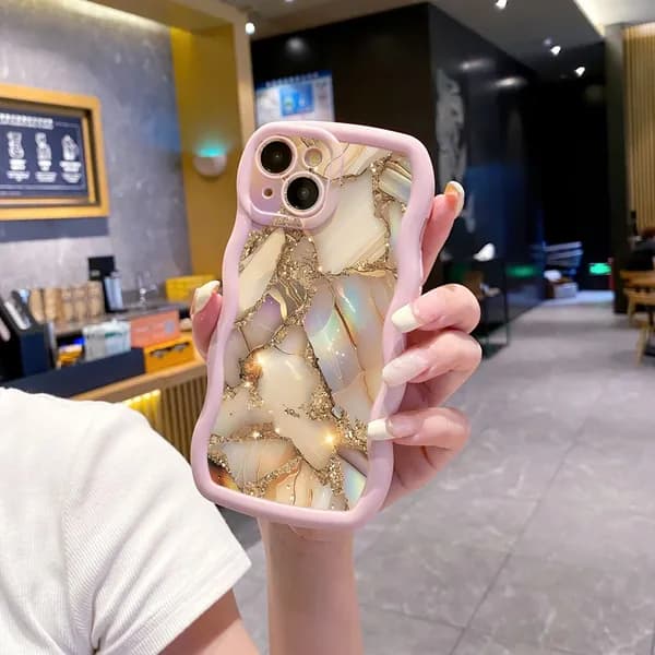 Чехол на Айфон iPhone 13 Блеск золотого мрамора Корпус телефона с волновой рамкой защищен от сбрасывания