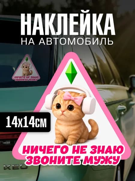Наклейка на авто женская Ничего не знаю звоните мужу