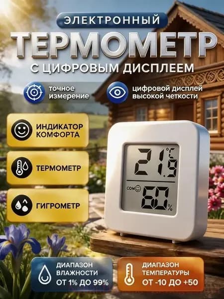 Электронный термометр с гигрометром для дома и улицы DOW-170