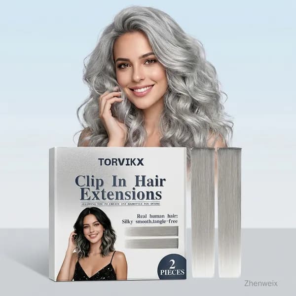 TORVIKX Серебристо-серые клипсы для наращивания волос