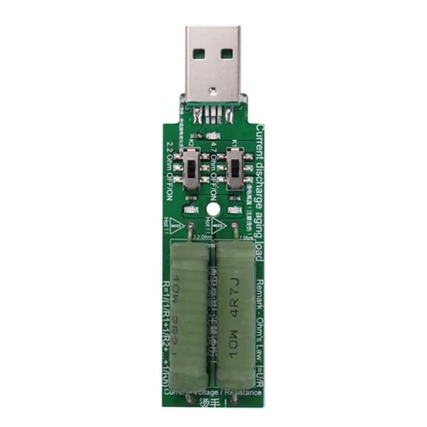 Резистор USB DC электронная нагрузка с переключателем, регулируемый 5 В, 1 А/2 А/3 А