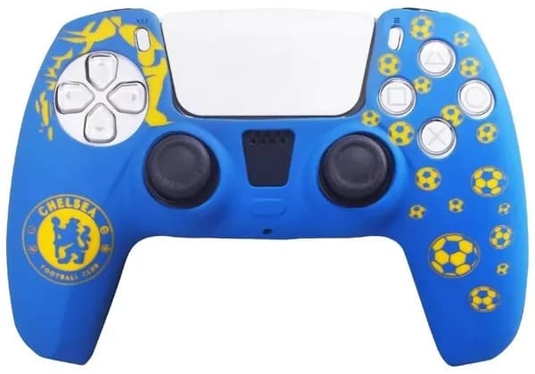 Силиконовый чехол для DualSense (PS5) FC Chelsea (light blue-yellow)
