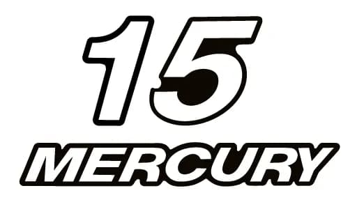 Наклейка на колпак лодочного мотора Mercury 15 старого образца
