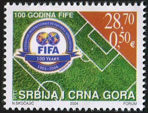 Сербия и Ченогория-2004. 100-летие ФИФА. 1 марка. Негашеная