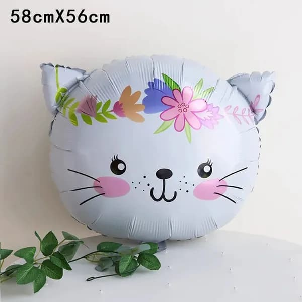 Воздушный шар с головой кошки, Воздушный шар, 58 Х 56 см, 1 шт.