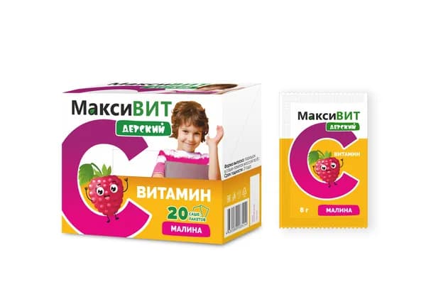 Аскорбиновая кислота Витамин С Максивит детский малина пор 8 г x20