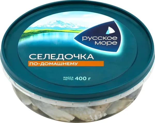 Сельдь Тихоокеанская слабосоленая РУССКОЕ МОРЕ Селедочка По-домашнему, филе-кусочки в масле, 400г 2 шт.