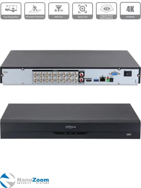 Dahua DH-XVR5216AN-5M-I3 - 16 канальный видеорегистратор для видеонаблюдения HDCVI, XVR-регистратор гибридный 5M-N/4M-N/1080p/720p 2HDD DVR, SMD Plus H.265+/H.265, поддержка HDCVI, AHD, TVI, CVBS, IP