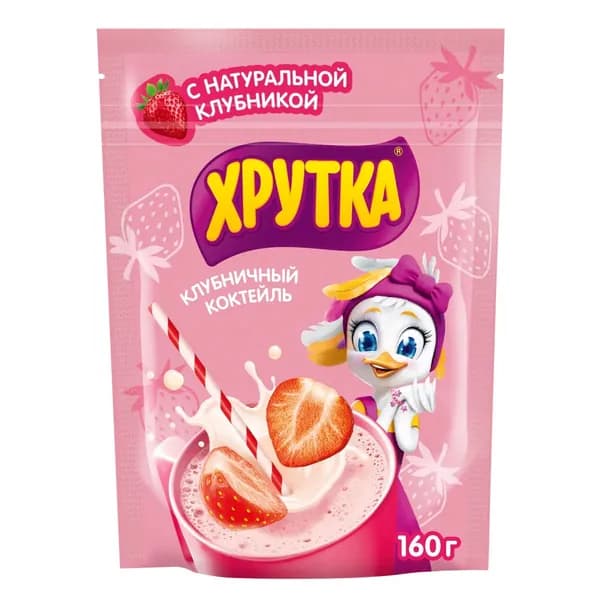 Смесь сухая ХРУТКА быстрорастворимая для коктейля со вкусом клубники, 160г
