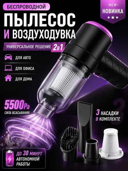 Пылесос для автомобиля беспроводной мощный/ Ручной портативный мини пылесос для салона машины и дома