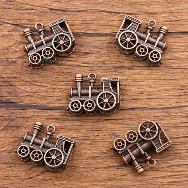 Полый кулон с 3D-симуляцией паровоза 21*27mm