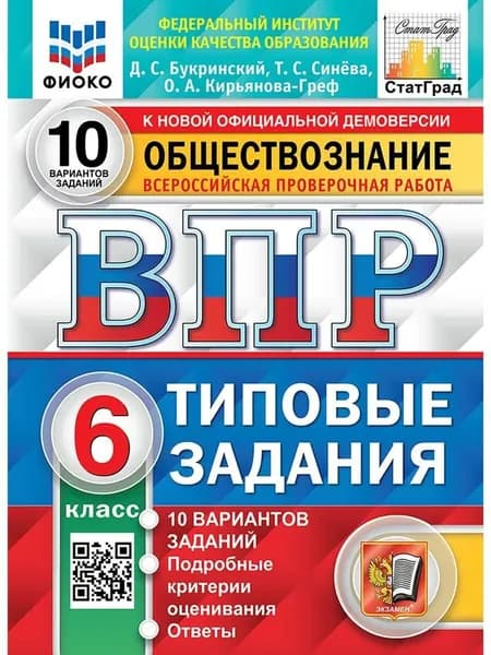 Обществознание.6 класс ВПР. Всероссийская проверочная работа. 10 вариантов. Типовые задания/2025г | Букринский Даниил Сергеевич