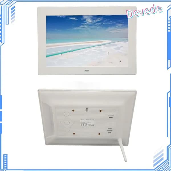 10 Inch Digital Photo Frame, Поддерживает мультимедийный контент и дистанционное управление, для улучшения интерьера Белый британский стандарт