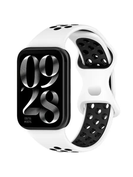 Ремешок для часов Xiaomi Mi Band 8 pro/ 9 pro Redmi Watch 4/5/6 спортивный силиконовый (белый/черный)