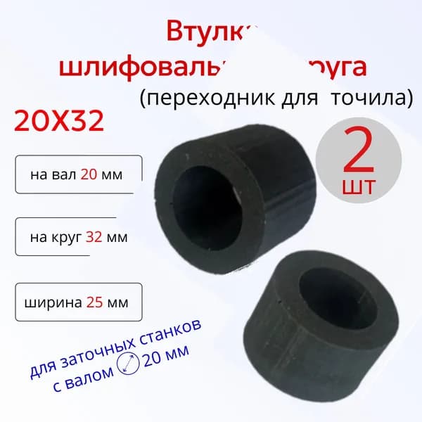 Втулка переходник шлифовального круга 20-32 к точилу (25 32 20), 2шт.