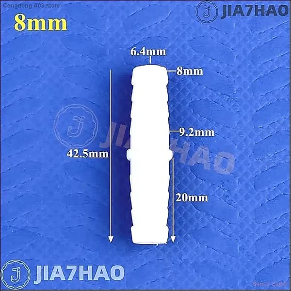 Соединитель для шланга "ёлочка" 8 мм, белый пластиковый, 5 штук, надежное соединение для систем полива.