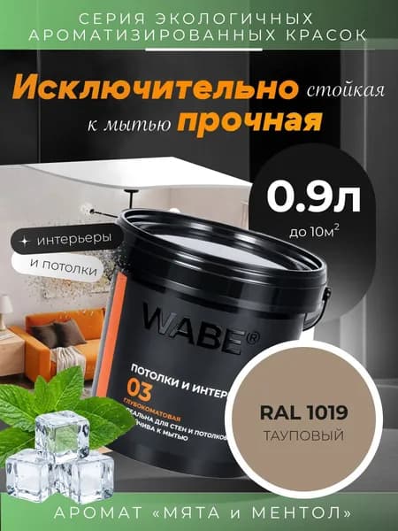 WABE 03, Для потолков и интерьеров, аромат МЯТА И МЕНТОЛ, 0,9л, База А, RAL 1019