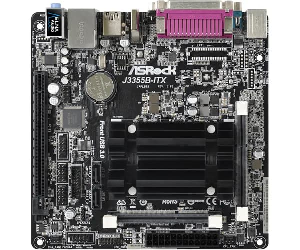 ASRock J3355B-ITX Материнская плата ITX со встроенным процессором для сборки суперкомпактных бесшумных систем