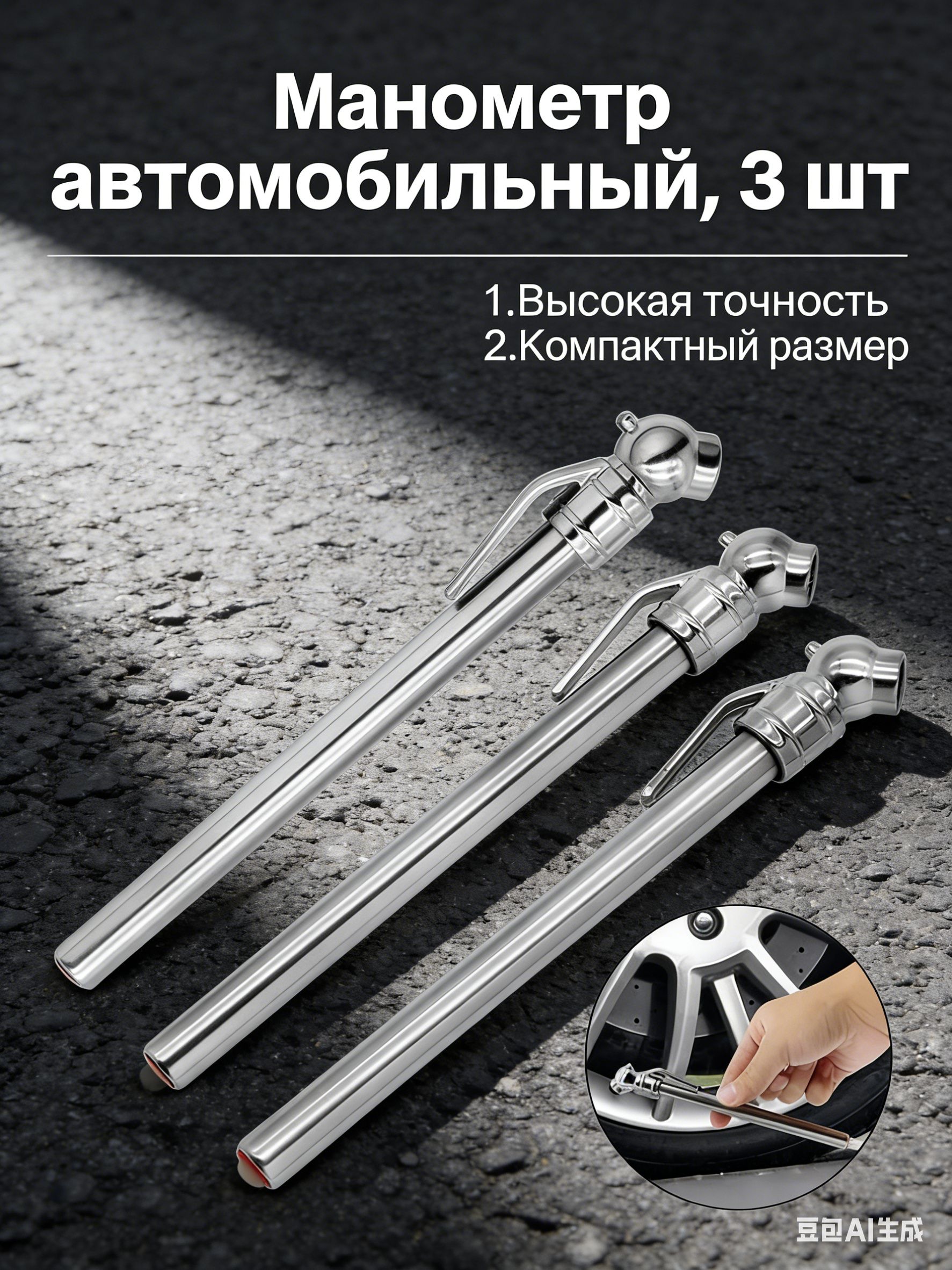Манометр автомобильный, 3 шт.