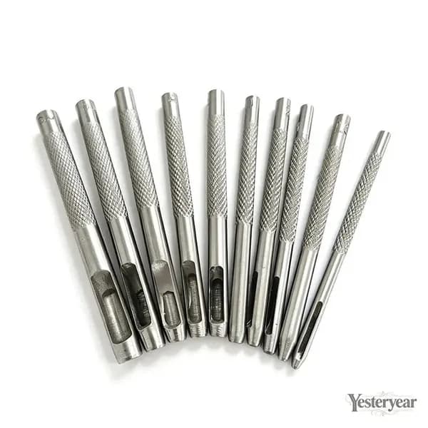 PDC10pcs Набор из 10 круглых пробойников из нержавеющей стали с рифленой антискользящей ручкой ручной инструмент для перфорации кожи, ремней, ремешков часов и кожаных аксессуаров, диаметр 1-6 мм-