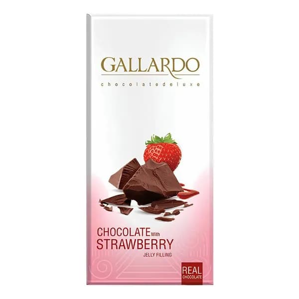 Шоколад Gallardo молочный с начинкой со вкусом клубники 80 г