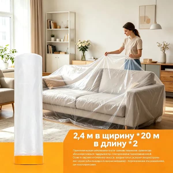Защитная пленка для ремонта и мебели 2.4х20 м 2 шт