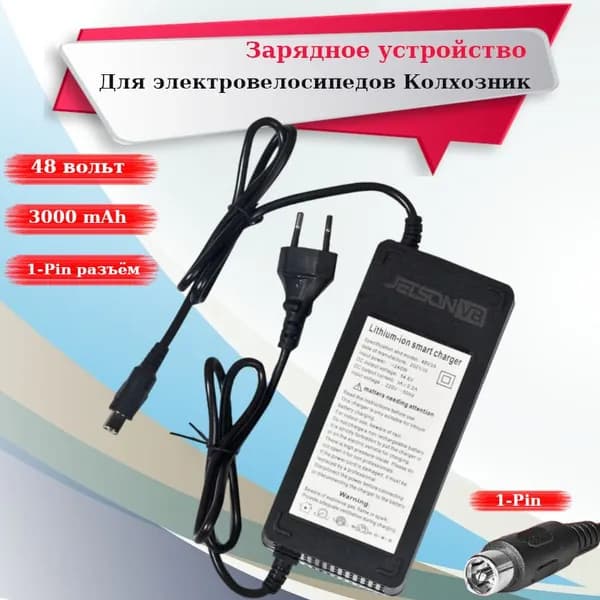 Зарядное устройство 48V 3A для электровелосипедов колхозник и фетбайков 1 Pin