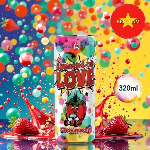 Чайный напиток BUBBLE TEA BUBBLES OF LOVE STRAWBERRY 0.32л ВЬЕТНАМ