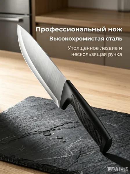 Кухонный нож поварской, универсальный, длина лезвия 17 см