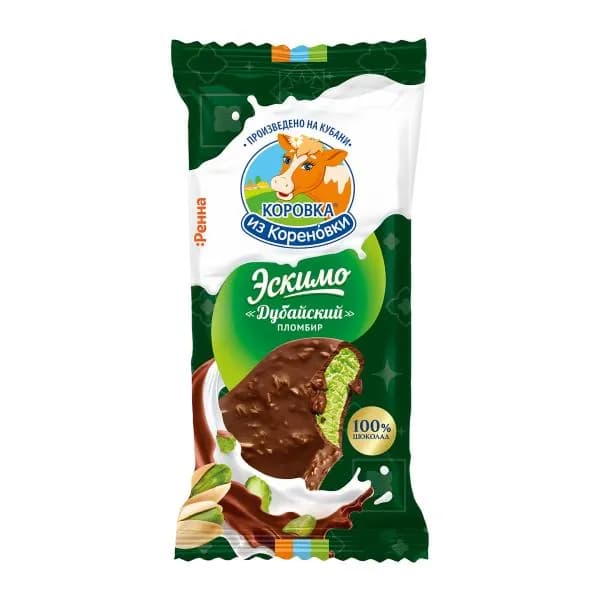 Мороженое эскимо Дубайский пломбир фисташковый с катаифи Коровка из Кореновки 15% 70г